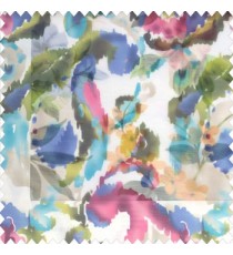 Pink white blue green purple color traditional digital random designs abstract flower leaf fruits patterns poly fabric sheer curtain